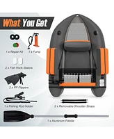 Inflatable Fishing Float Tube with Pump Storage Pockets and Fish Ruler