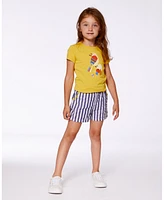 Deux par Toddler Girls Seersucker Short Navy Blue And White - Toddler|Child