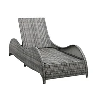 Sun Lounger with Cushion Poly Rattan Anthracite