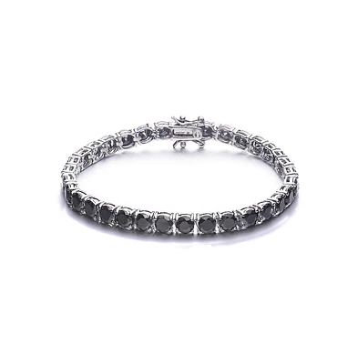 Sterling Silver with 3mm Colored Cubic Zirconia Tennis Bracelet White Gold Plated, Black 14K or 18K Rose Plated