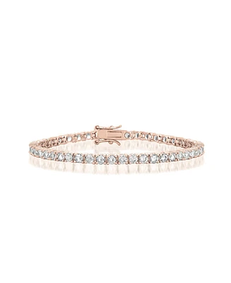 Sterling Silver with 3mm Colored Cubic Zirconia Tennis Bracelet in White Gold Plated, Black Plated, 14K Gold Plated, or 18K Rose Gold Plated