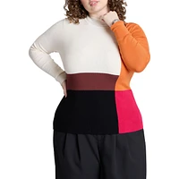 Eloquii Women's Plus Color Blocked Sweater