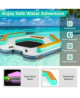 8.7 Feet Inflatable Floating Dock with Detachable Ladder and Mesh Swim Lounge