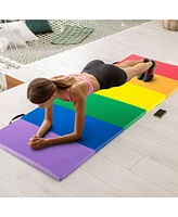 Pu Leather Tri-Folding Gymnastics Tumbling Mat with Carrying Handles for Kids
