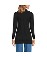 Lands' End Women's Long Sleeve Polished Rib Button Through Tunic Shirt