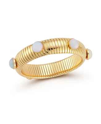 Rachel Zoe Gold Plated Bold Tubogas Bangle Bracelet with Synthetic Moonstone