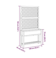 Planter with Trellis and Shelf 39.4"x12.6"x72.8" Solid Wood Acacia