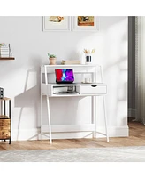 Homcom Computer Writing Desk for Small Space w/ Drawer, Storage Shelves,
