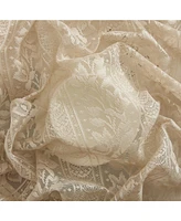 Hlc.me Sophia Floral Rod Pocket Lace Semi Sheer Voile Short Cafe Tiers for Small Windows - 28 x Inch Length (Taupe Tiers