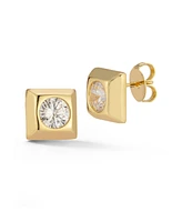 Rachel Zoe Gold Plated Square Statement Stud Earrings