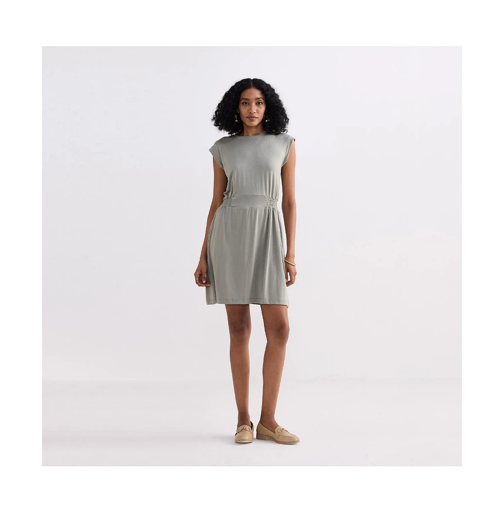 Short Dress With Smocking Side Detail