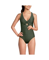 Lands' End Women's Ribbed Knot Front One Piece Swimsuit