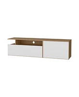 Fm Furniture Dilkon Tv Stand with Drop-Down Door, Hinged Door, Open Shelves,Cable Management, Natural Oak and White