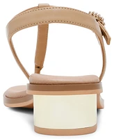 Anne Klein Women's Tessa T Strap Chain Block Heel Dress Sandals