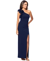 Xscape Women's Ruffled One-Shoulder Side-Slit Gown