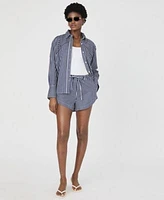 French Connection Womens Alexis Cotton Angled Yoke Shirt Alexis Cotton Drawstring Shorts