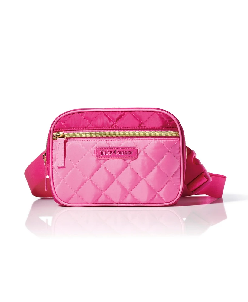 Free pink puffy Juicy Couture Belt Bag with a $111 purchase from the Juicy Couture fragrance collection