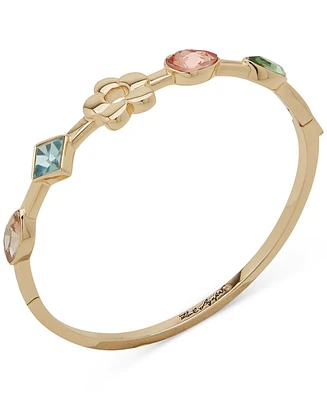 Karl Lagerfeld Paris Gold-Tone Stone & Flower Polished Bangle Bracelet