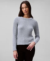 Calvin Klein Women's Ribbed Long-Sleeve Crewneck Sweater