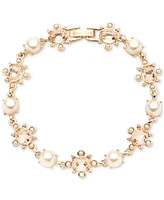 Marchesa Gold-Tone Crystal & Imitation Pearl Flex Bracelet