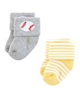 Hudson Baby Infant Boy Cotton Rich Newborn and Terry Socks, Sports Rookie, 6-12 Months