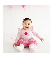 Sweet Wink Baby Girls Pink Petal Valentine's Day Long Sleeve Tutu Bodysuit