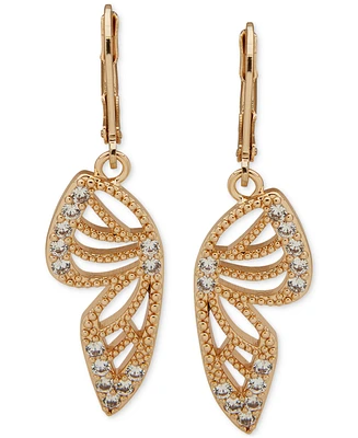 lonna & lilly Gold-Tone Cubic Zirconia Openwork Butterfly Wing Drop Earrings