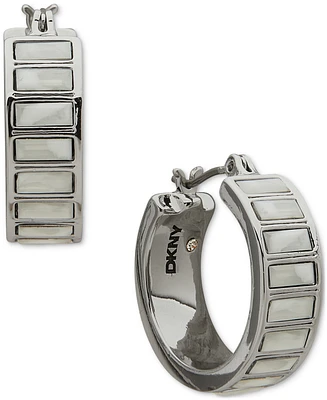 Dkny Colored Stone Baguette Small Huggie Hoop Earrings, 0.63"