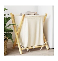 Laundry Basket Cream White 17.7"x21.7"x25" Bamboo