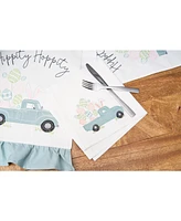 Hippity Hoppity Easter Truck Single Embroidered Cloth Napkin