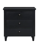 3-Drawer Nightstand Storage Wood Cabinet