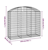 Arched Gabion Basket 59.1"x19.7"x47.2"/55.1" Galvanized Iron