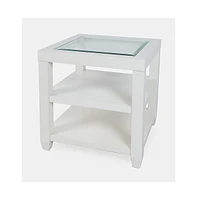 Urban Icon Contemporary Glass Inlay End Table with Storage