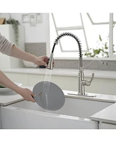 Single-Handle Pull-Down Sprayer 3-Spray High Arc Pull Down Kitchen Faucet With Deck Plate