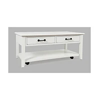 North Fork Acacia 2 Drawer Coffee Table with Casters