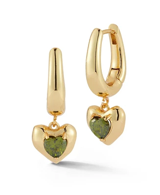 Rachel Zoe Gold Plated Heart Charm Hoop Earrings