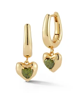 Rachel Zoe Gold Plated Heart Charm Hoop Earrings