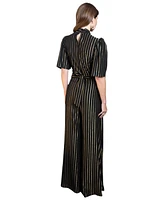 HotSquash London Women's Gold Stripe Wide Leg Jumpsuit
