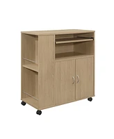 Kings Brand Furniture Alaina Kitchen Island Rolling Cart on Wheels with Storage Cabinet