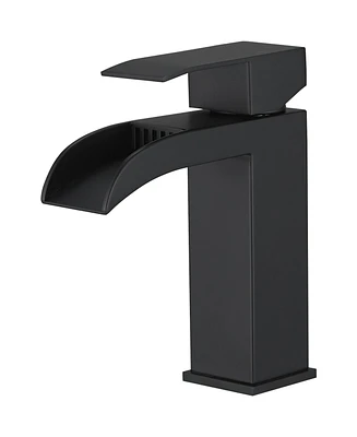 Waterfall Single Handle Single Hole Low-Arc Modern Bathroom Faucet