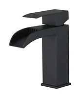 Waterfall Single Handle Single Hole Low-Arc Modern Bathroom Faucet
