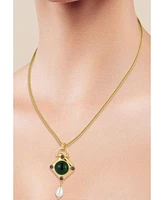 Rachel Zoe Gold Plated Geometric Pendant Necklace with Rounded Snake Chain