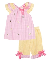 Rare Editions Baby Girls 2-Piece Bumble Bee Seersucker Dress Set