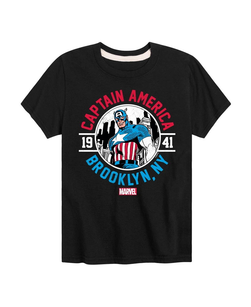 Hybrid Big Boys Captain America Brooklyn Ny Graphic T-Shirt