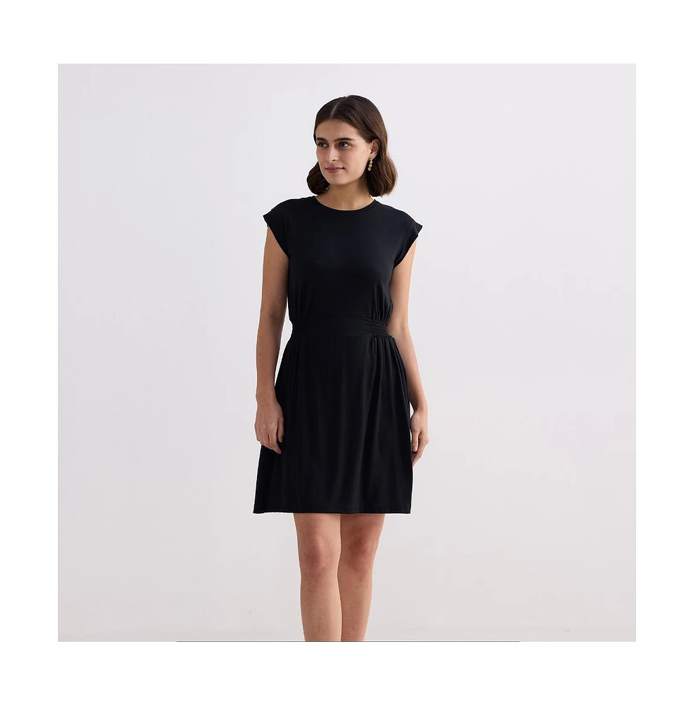 Short Dress With Smocking Side Detail