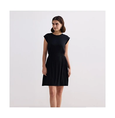 Short Dress With Smocking Side Detail