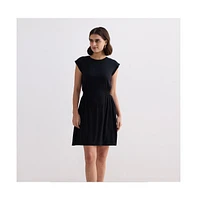Short Dress With Smocking Side Detail