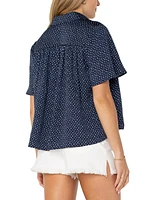 Liverpool Los Angeles Women's Half Sleeve Button Front Top