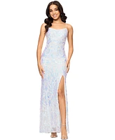 Betsy & Adam Women's Side-Slit Sequinned Evening Gown