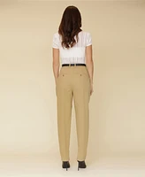 Avec Les Filles Women's High-Waisted Belted Tapered Pants